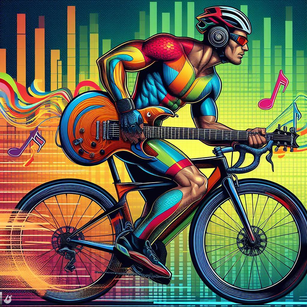 I asked an AI to generate 'The musical race cyclist' and this is what it came up with. Quite charming, I think.